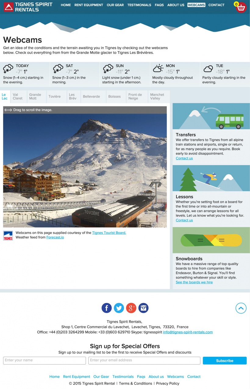 Tignes Spirit Rentals webcams